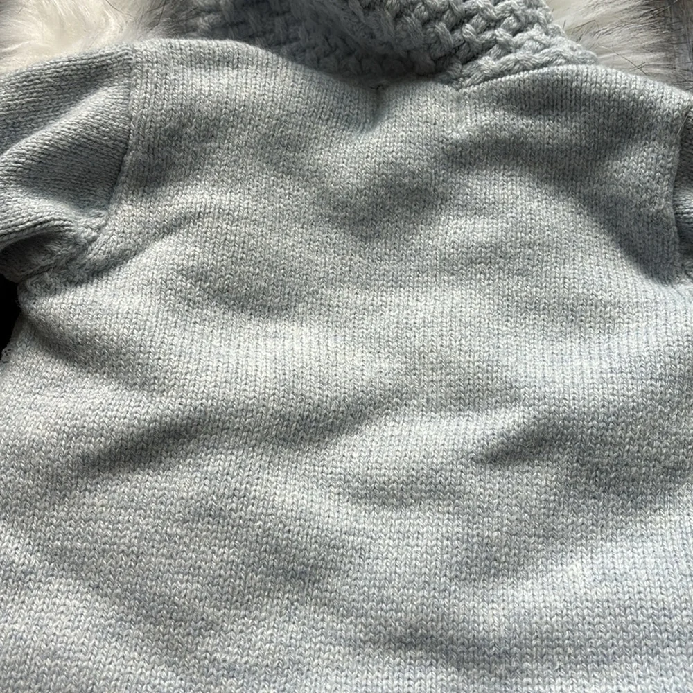 Caramelo Kids Blue Knit Pom Pom Pramsuit (6-9M)